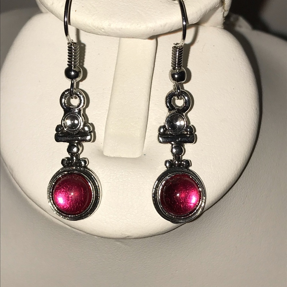 Pink moonstone in silver earrings